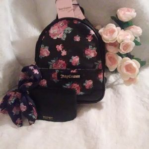 Juicy Couture Black Rose Backpack Purse
